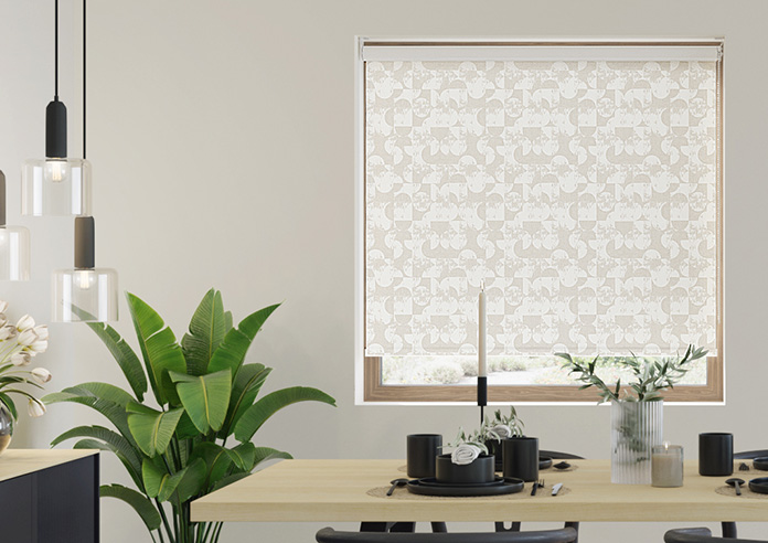 Circular Relief Print, Linen Cream - Twist&Fit Roller Blind - Image 3